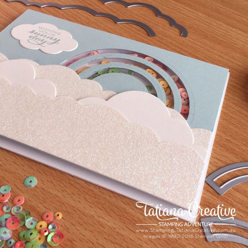 Tatiana Creative Stamping Adventure Rainbow Shaker card using Sunshine & Rainbow Bundle by Stampin' Up!®