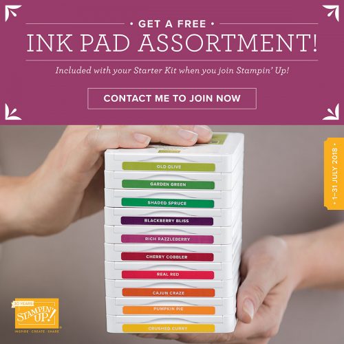 Free Ink Pad Assortment with your starter kit when you join Stampin' Up!