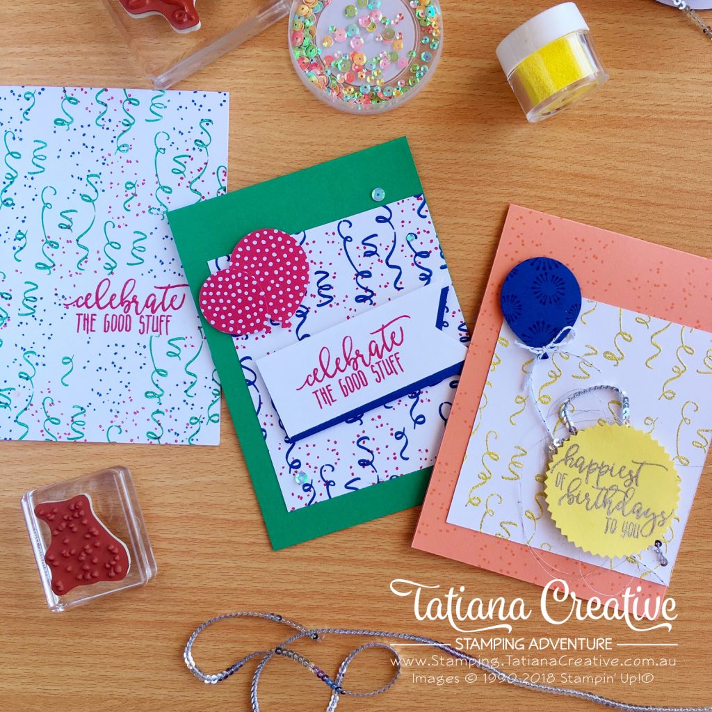 Tatiana Creative Stamping Adventure birthday cards using Birthday Background stamp set by Stampin' Up!®