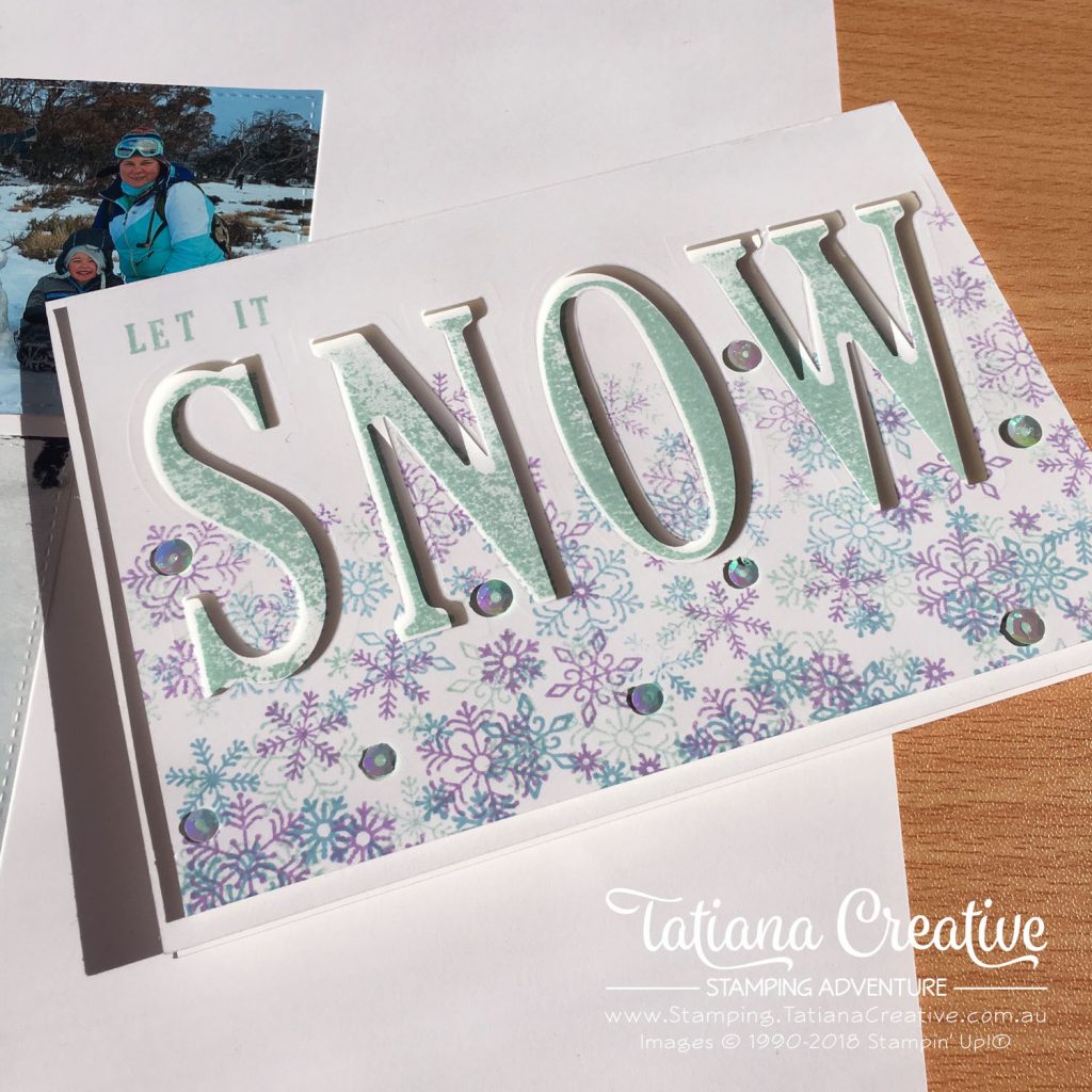 Tatiana Creative Stamping Adventure snow card using Beautiful Blizzard bundle by Stampin' Up!®