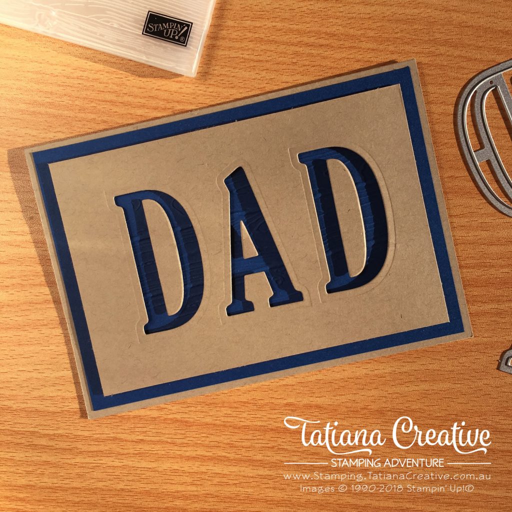 Tatiana Creative Stamping Adventure Father's Day card using Large Letters Framelits by Stampin' Up!®