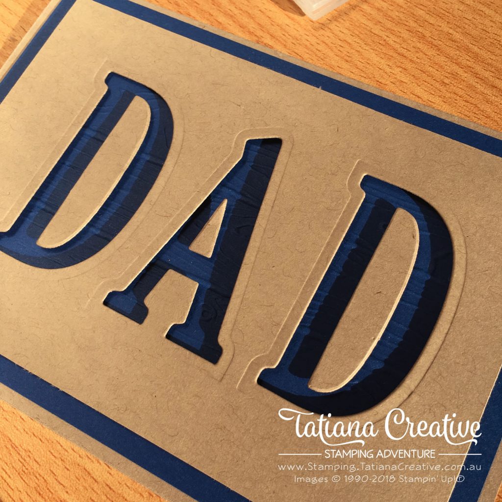 Tatiana Creative Stamping Adventure Father's Day card using Large Letters Framelits by Stampin' Up!®