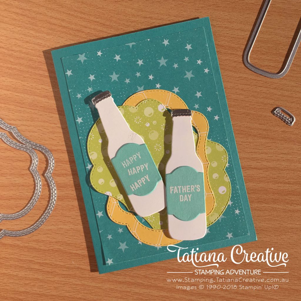 Tatiana Creative Stamping Adventure Father's Day card using Bottle & Bubbles Framelits by Stampin' Up!®