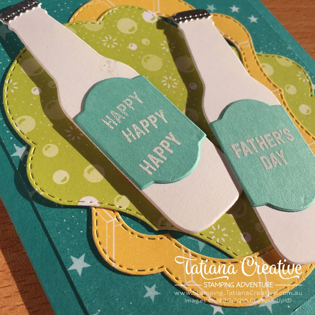 Tatiana Creative Stamping Adventure Father's Day card using Bottle & Bubbles Framelits by Stampin' Up!®