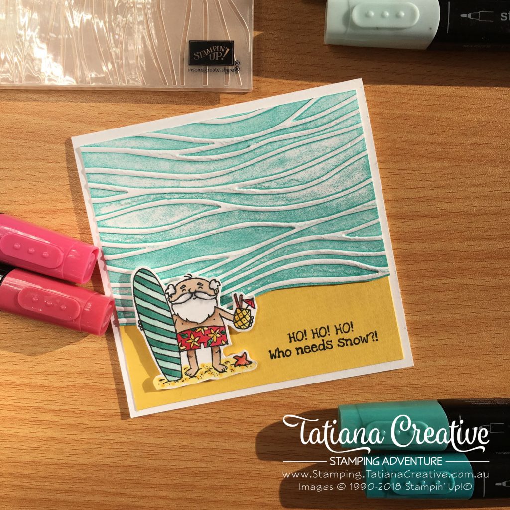 Tatiana Creative Stamping Adventure Surfing Santa Christmas card using So Santa stamp set by Stampin' Up!®