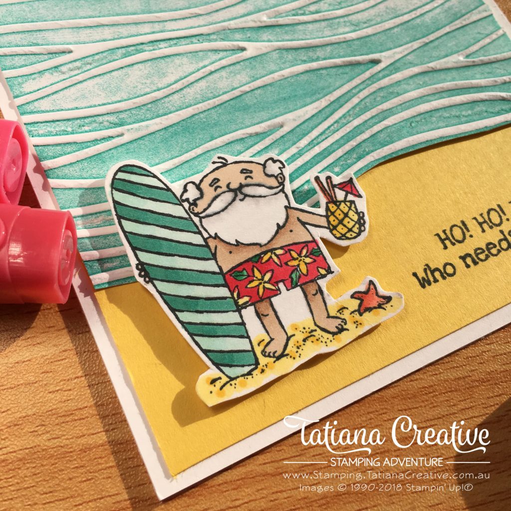 Tatiana Creative Stamping Adventure Surfing Santa Christmas card using So Santa stamp set by Stampin' Up!®