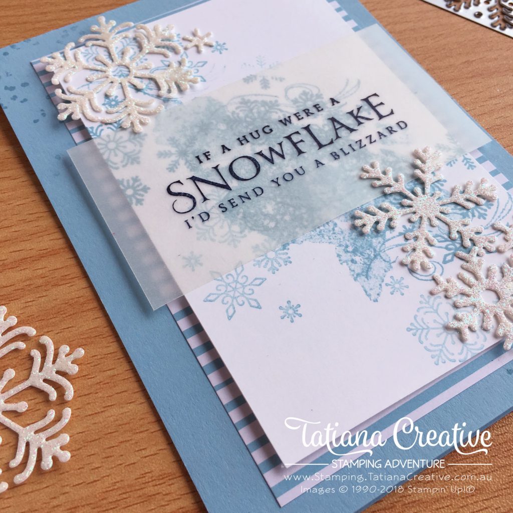 Tatiana Creative Stamping Adventure snowflake card using the Beautiful Blizzard bundle by Stampin' Up!®