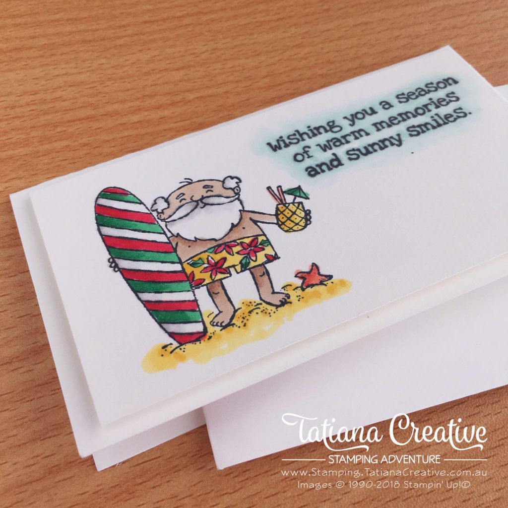 Tatiana Creative Stamping Adventure - Christmas Narrow Note Card using So Santa Stamp set by Stampin' Up!®