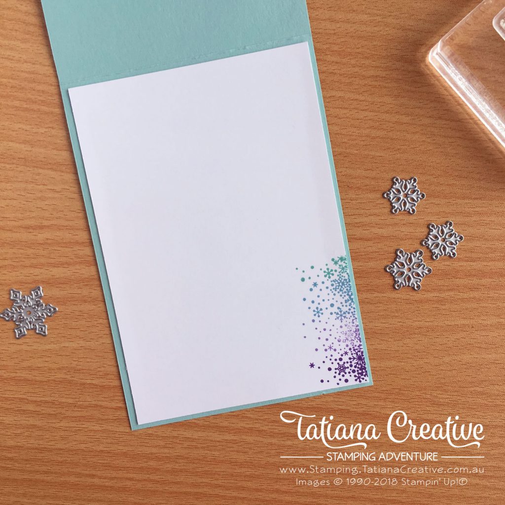 Tatiana Creative Stamping Adventure - Snowflake Fireworks card using the Uninked Spectrum Pad, Snow Is Glistening stamp set, and Bokeh Dots stamp set all by Stampin' Up!®