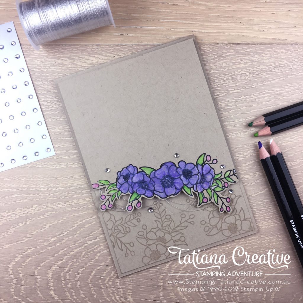 Tatiana Creative Stamping Adventure - Watercolour Pencil Floral Card on Crumb Cake using the Bloom & Grow stamp set by Stampin' Up!®