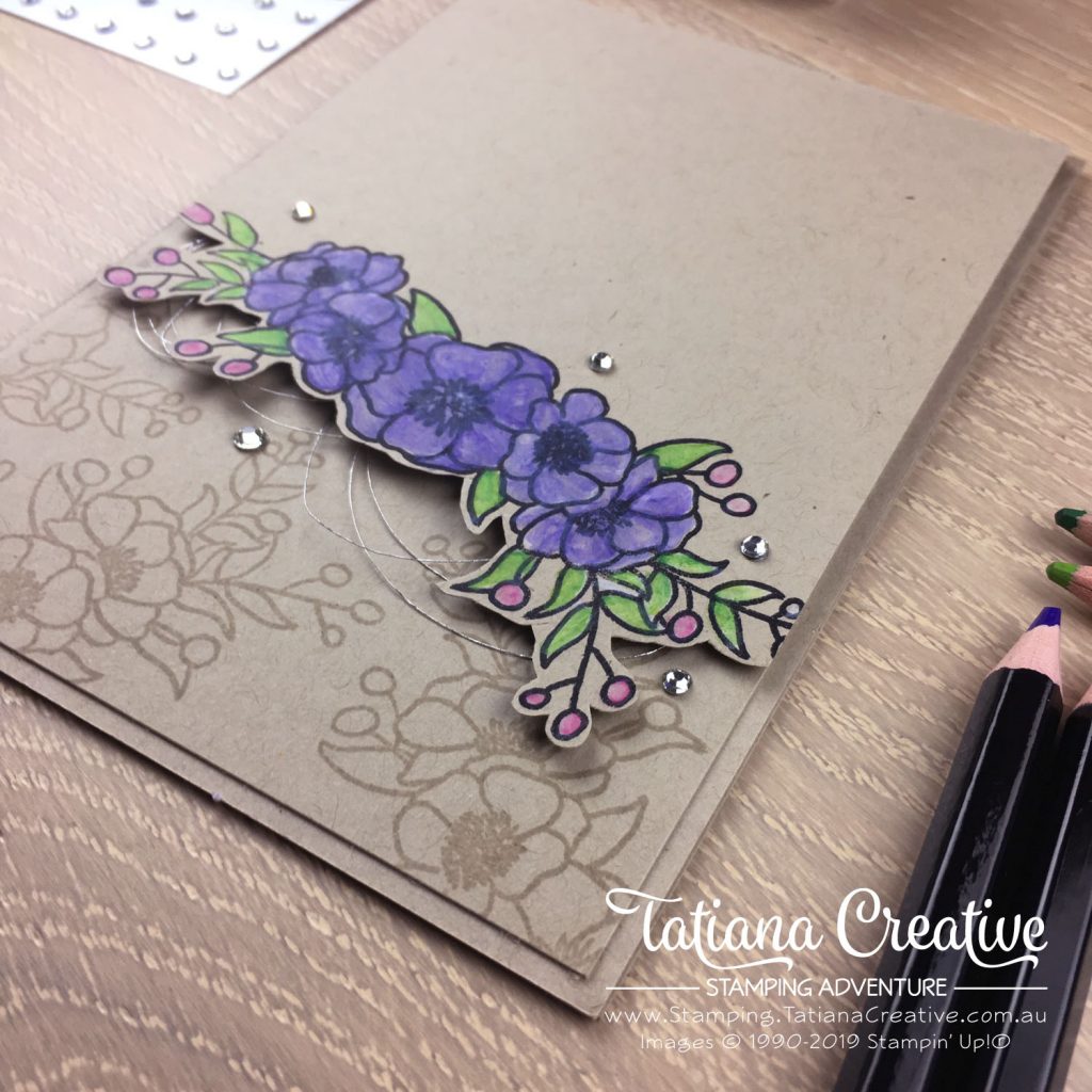 Tatiana Creative Stamping Adventure - Watercolour Pencil Floral Card on Crumb Cake using the Bloom & Grow stamp set by Stampin' Up!®