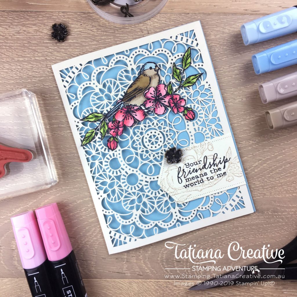 Tatiana Creative Stamping Adventure - Friendship card using the Bird Ballad Laser-Cut Cards and Free As A Bird stamp set both by Stampin' Up!®