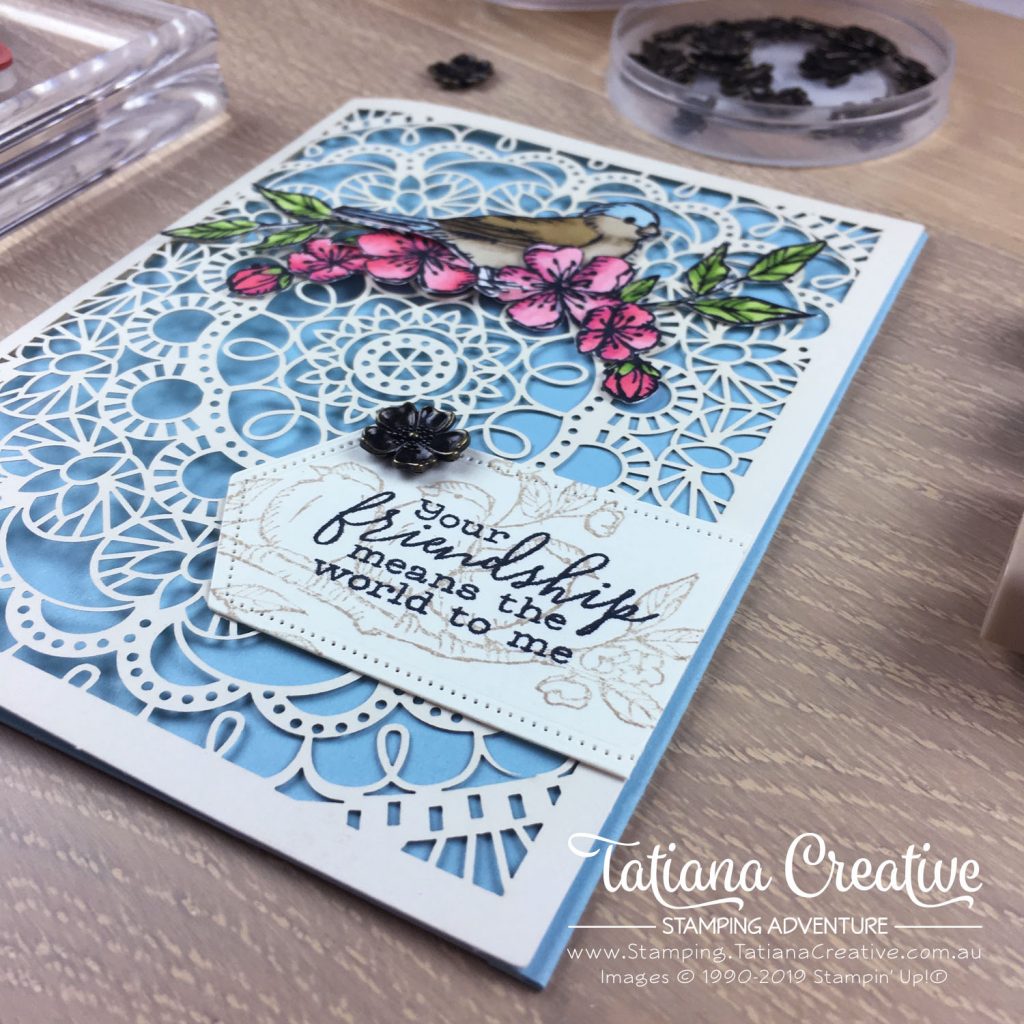 Tatiana Creative Stamping Adventure - Friendship card using the Bird Ballad Laser-Cut Cards and Free As A Bird stamp set both by Stampin' Up!®