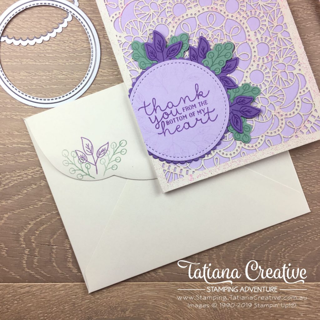 Tatiana Creative Stamping Adventure - Sparkly Thank You card using the Bird Ballard Laser-Cut Cards with Bloom & Grow stamp set decorated with Shimmery White Embossing Paste all by Stampin' Up!®