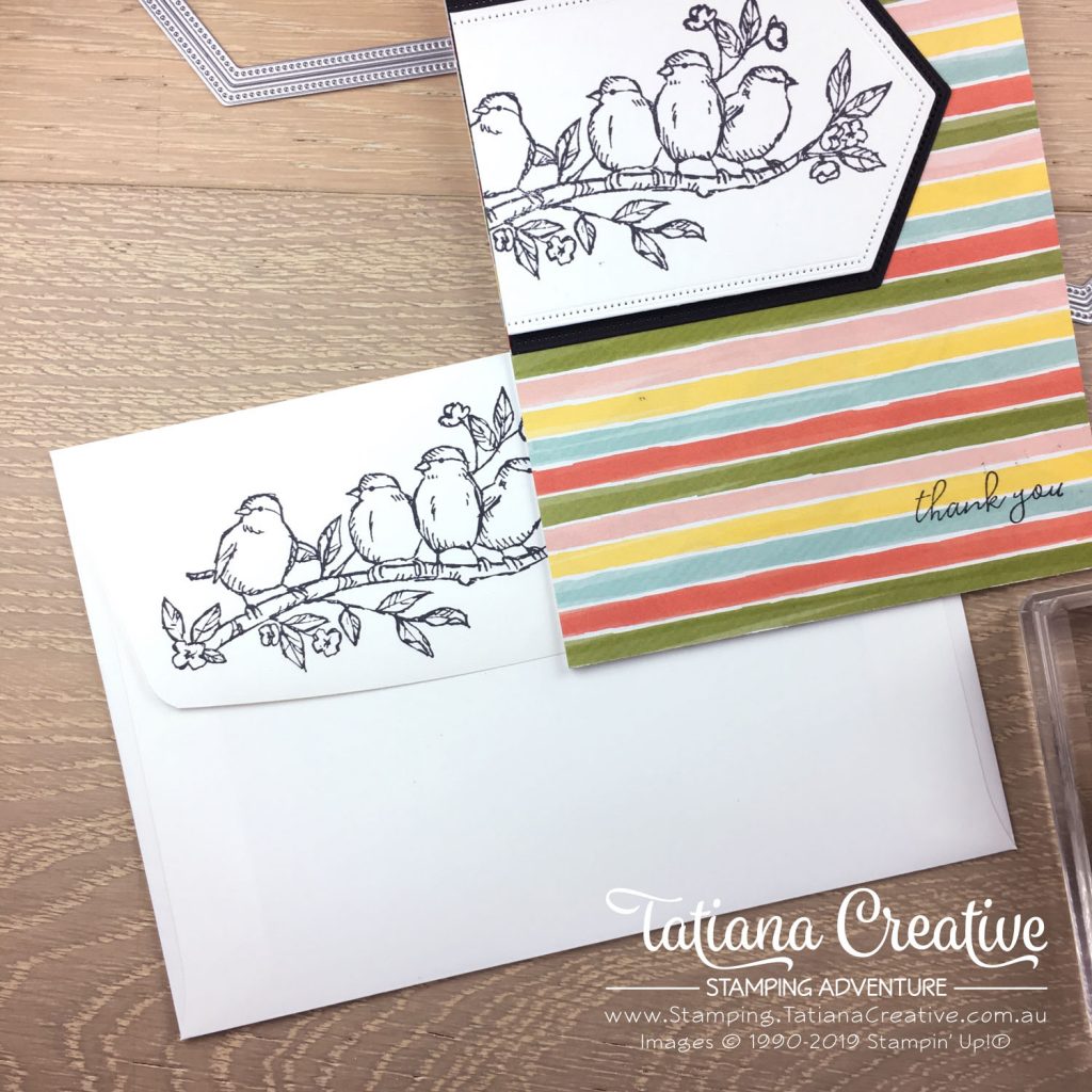 Tatiana Creative Stamping Adventure - Thank You card using the Bird Ballad DSP and the Free As A Bird stamp set both by Stampin' Up!®