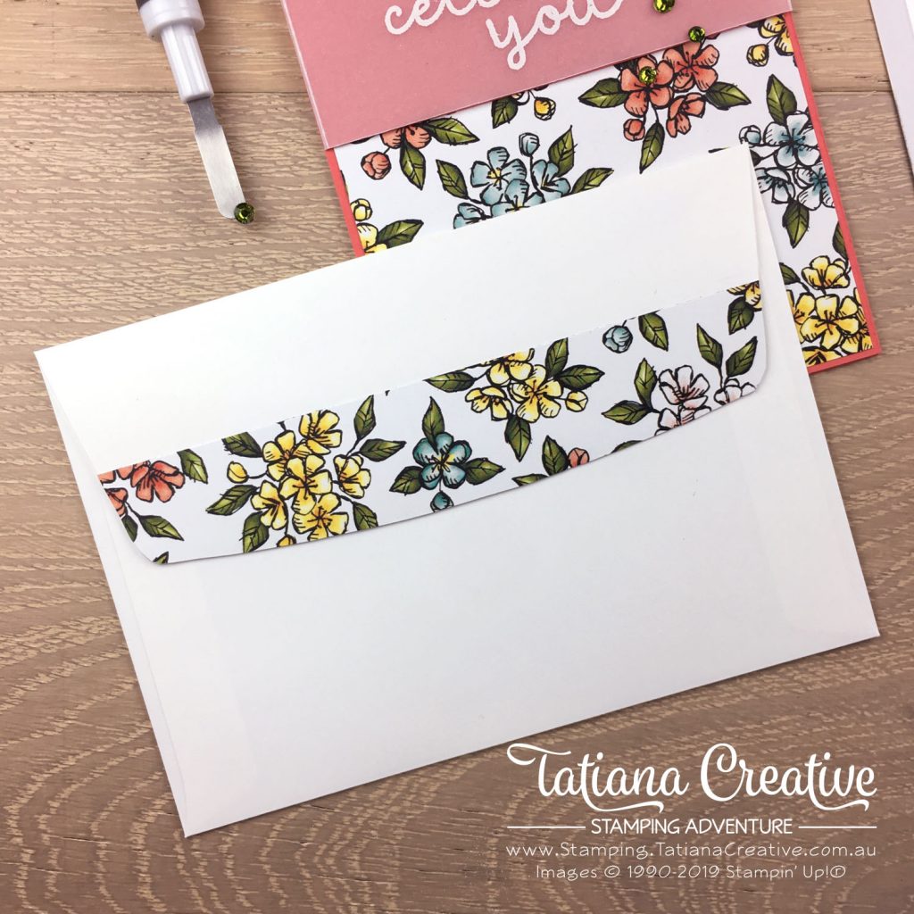 Tatiana Creative Stamping Adventure - Celebration card using the Bird Ballad DSP and the Bloom & Grow stamp set both by Stampin' Up!®