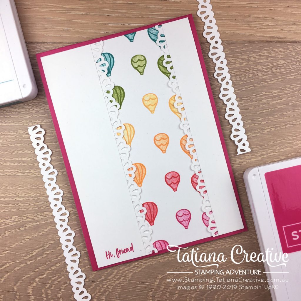 Tatiana Creative Stamping Adventure - Rainbow Hot Air Balloon card using the Above The Clouds Bundle by Stampin' Up!®