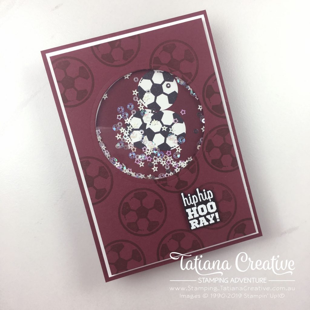 Tatiana Creative Stamping Adventure - Soccer Shaker Card using the For The Win stamp set by Stampin' Up!®