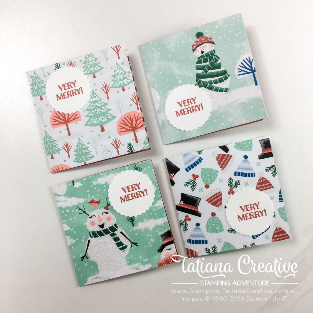 Tatiana Creative Stamping Adventure - Cute Mini Christmas Cards using Let It Snow Specialty DSP by Stampin' Up!®