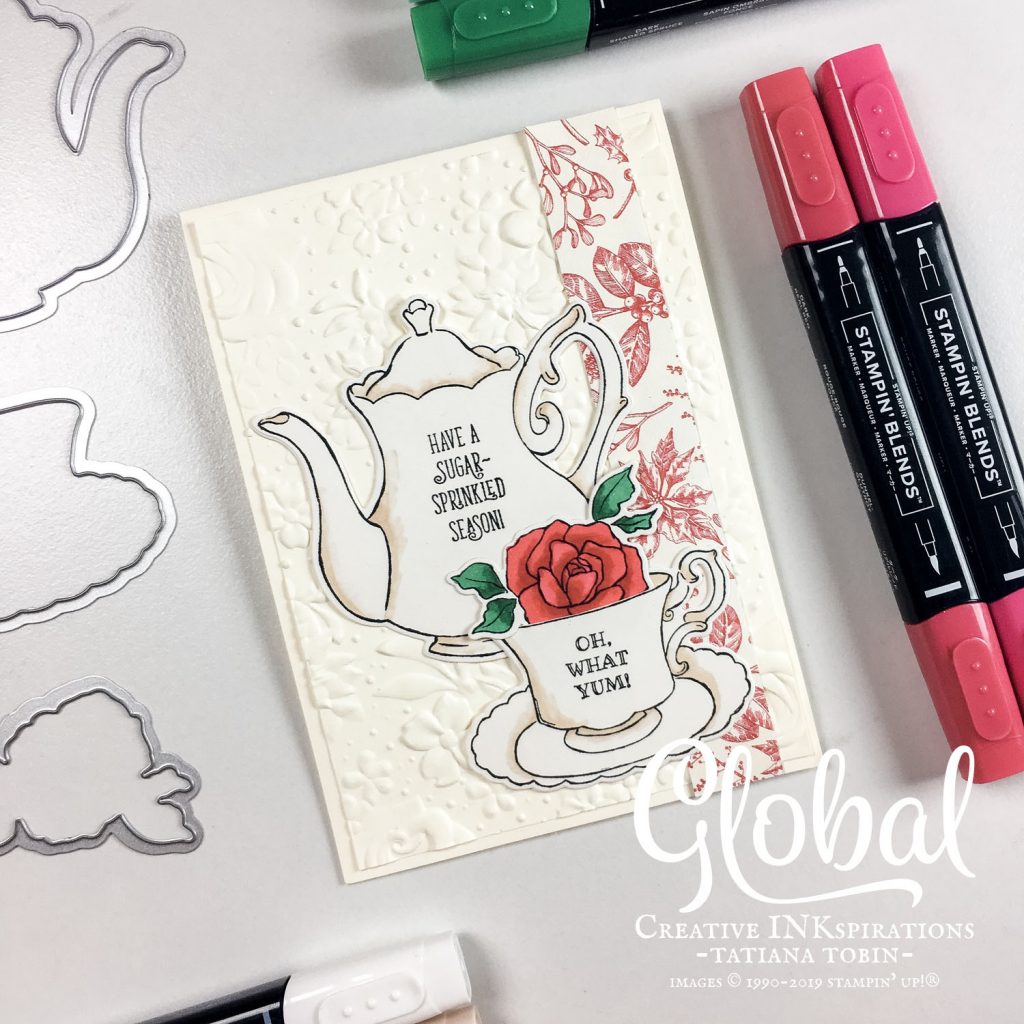 Global Creative INKspirations - Tatiana Creative Stamping Adventure - Sweet Tea Christmas Card using Itty Bitty Christmas and Tea Time stamp sets from Stampin' Up!®