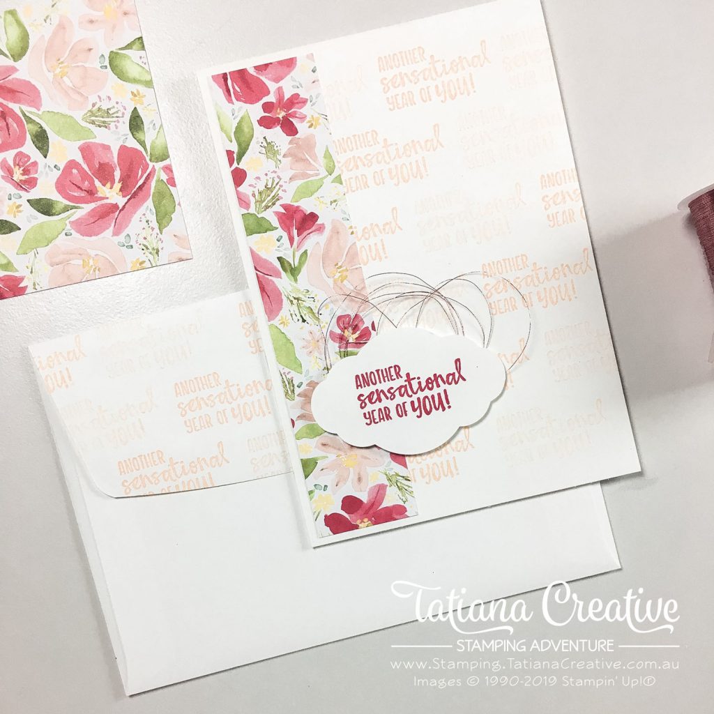 Tatiana Creative Stamping Adventure - Designer Series Paper Birthday Card Card using the Sending You Thoughts Sale-A-Bration stamp set from Stampin' Up!®