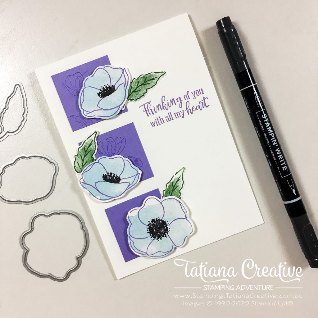 Tatiana Creative Stamping Adventure - Thinking of You Seaside Spray Poppies Card using the Painted Poppies and Peaceful Moments stamp sets both by Stampin' Up!®