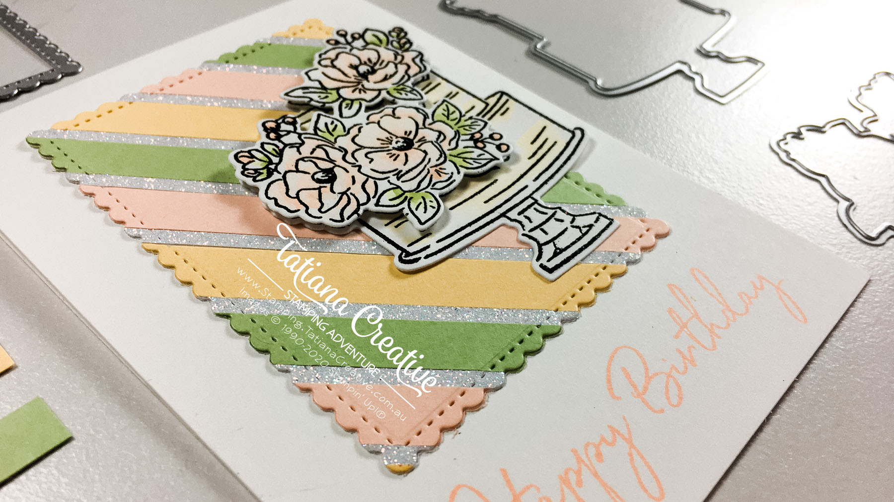 Scrap Stripy Floral Birthday Card