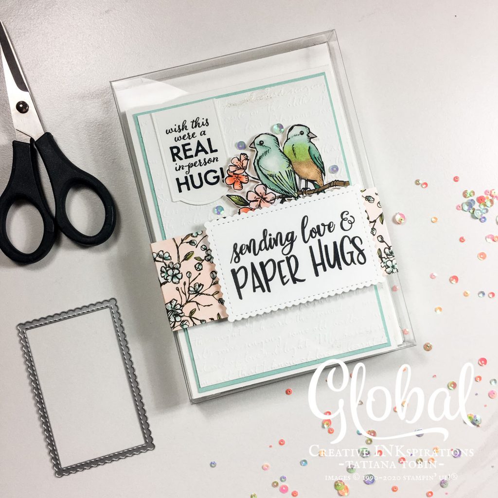 Tatiana Creative Stamping Adventure - COVID-19 Relief cards using Share Sunshine COVID-19 PDF and Bird Ballad DSP both from Stampin' Up!®