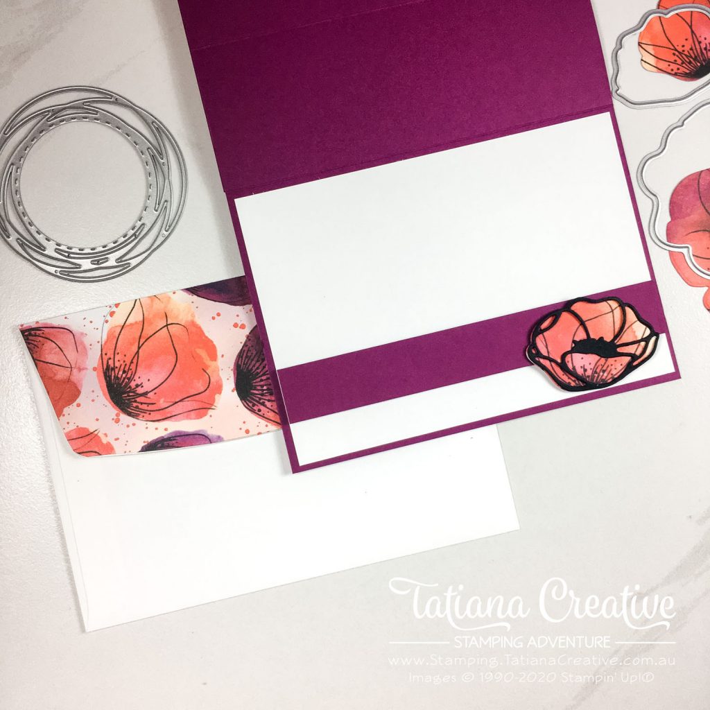 Fantastic Fun Folds with Tatiana Creative Stamping Adventure - Poppy Landscape Easel card using Peaceful Poppies DSP by Stampin' Up!®