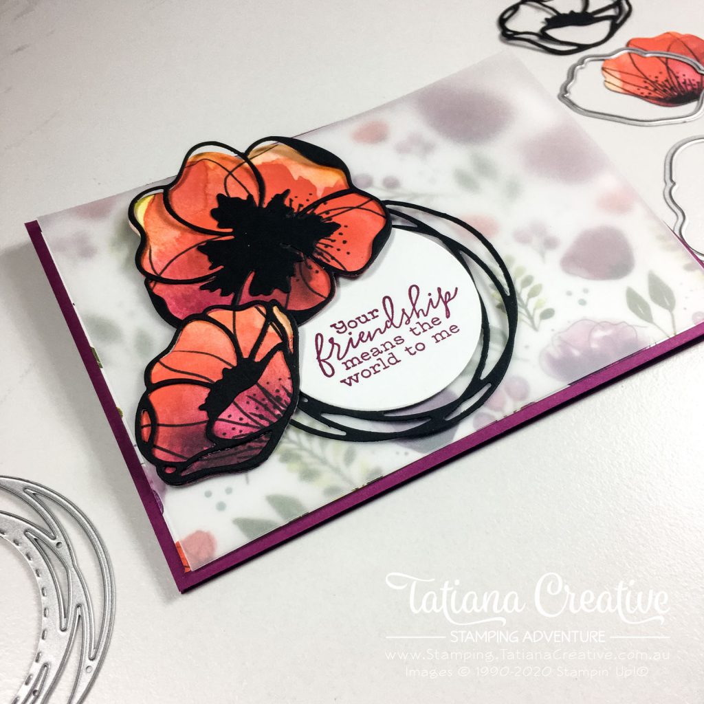 Fantastic Fun Folds with Tatiana Creative Stamping Adventure - Poppy Landscape Easel card using Peaceful Poppies DSP by Stampin' Up!®