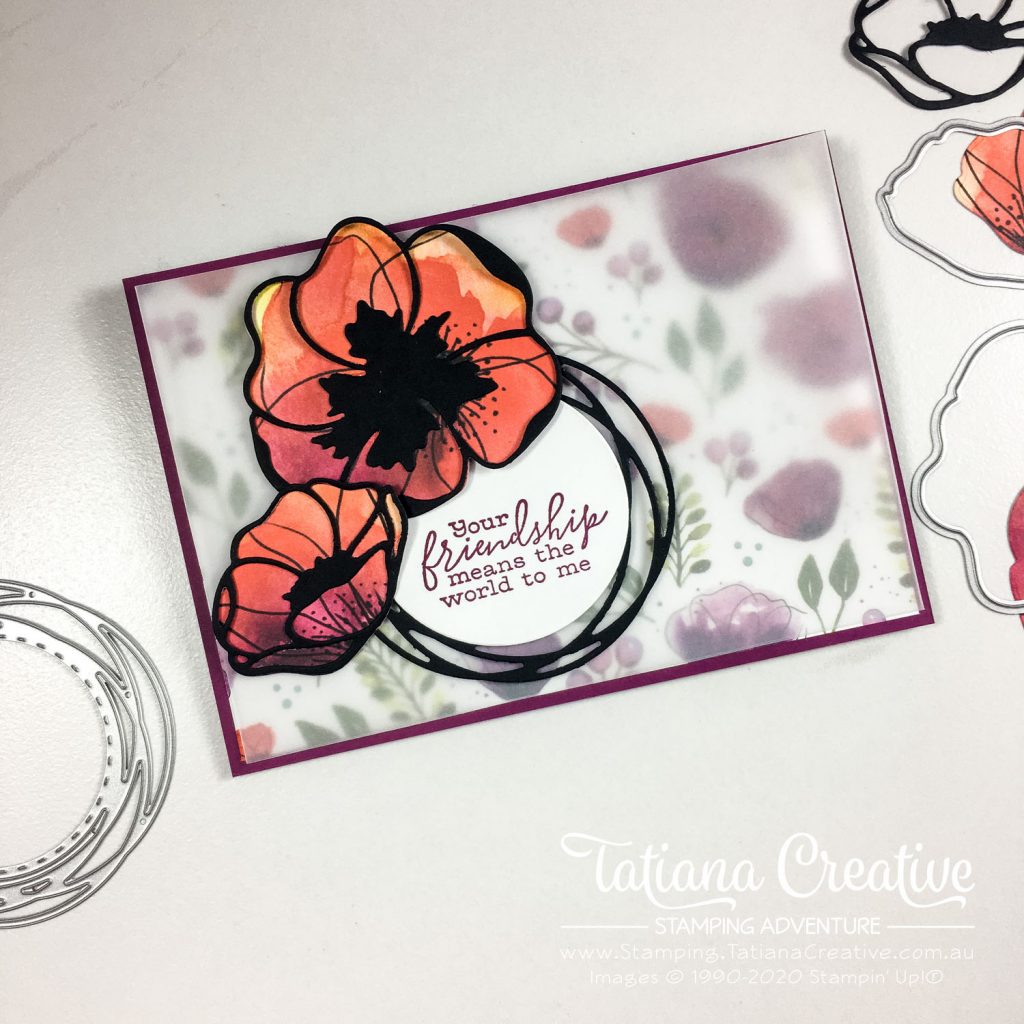 Fantastic Fun Folds with Tatiana Creative Stamping Adventure - Poppy Landscape Easel card using Peaceful Poppies DSP by Stampin' Up!®