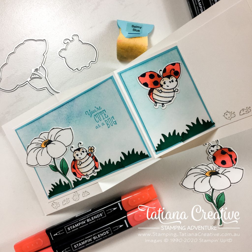 Fantastic Fun Folds with Tatiana Creative Stamping Adventure - Ladybug Double Z Fold card v2 using Little Ladybug stamp set by Stampin' Up!®