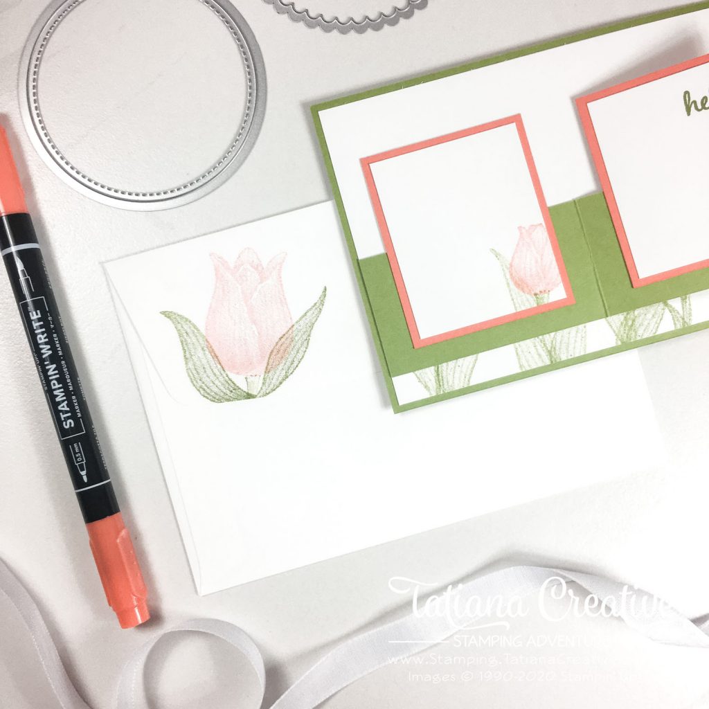 Fantastic Fun Folds with Tatiana Creative Stamping Adventure - Tulip "W" Fold card using Timeless Tulips stamp set and Tulip Builder punch both from Stampin' Up!®