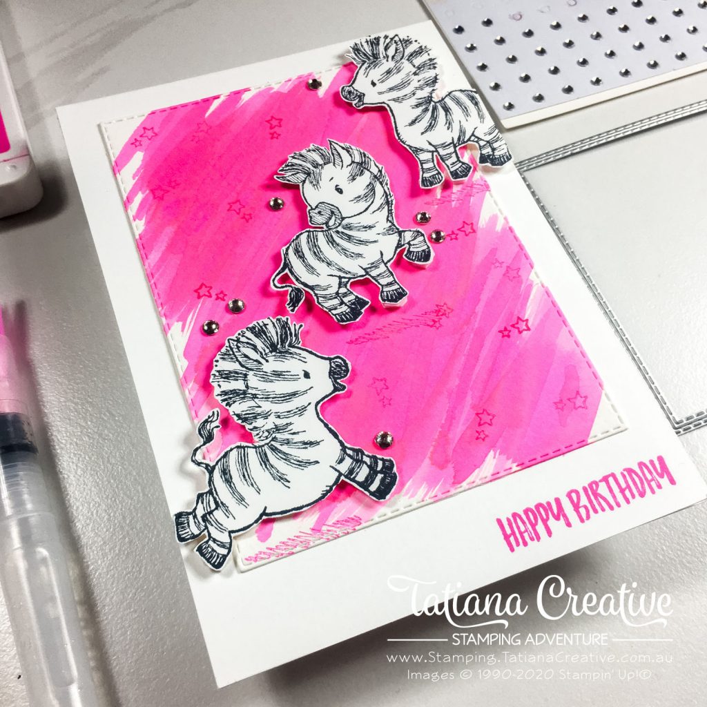 Tatiana Creative Stamping Adventure - Magenta Zebra Birthday card using Zany Zebras stamp set from Stampin' Up!®