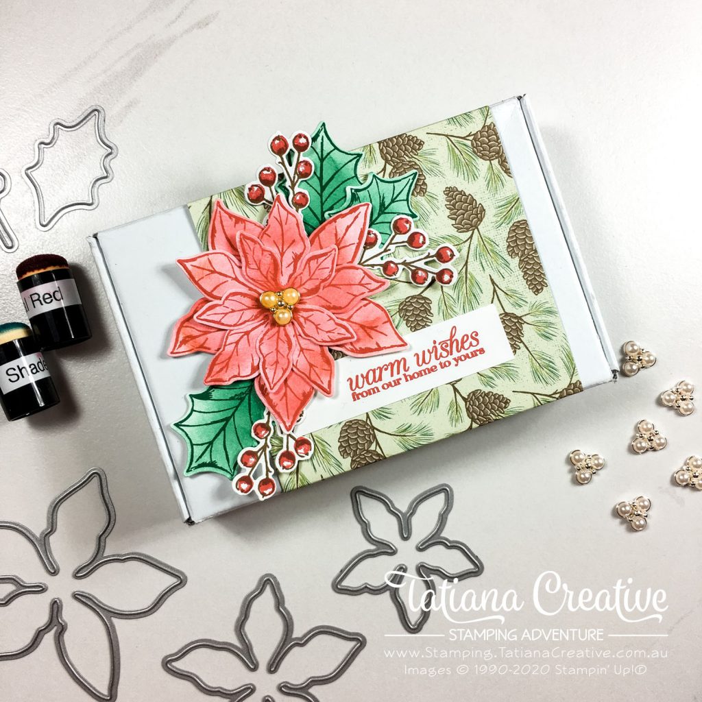 Tatiana Creative Stamping Adventure - Poinsettia Christmas Mini Paper Pumpkin Box using Poinsettia Place Suite from Stampin' Up!®