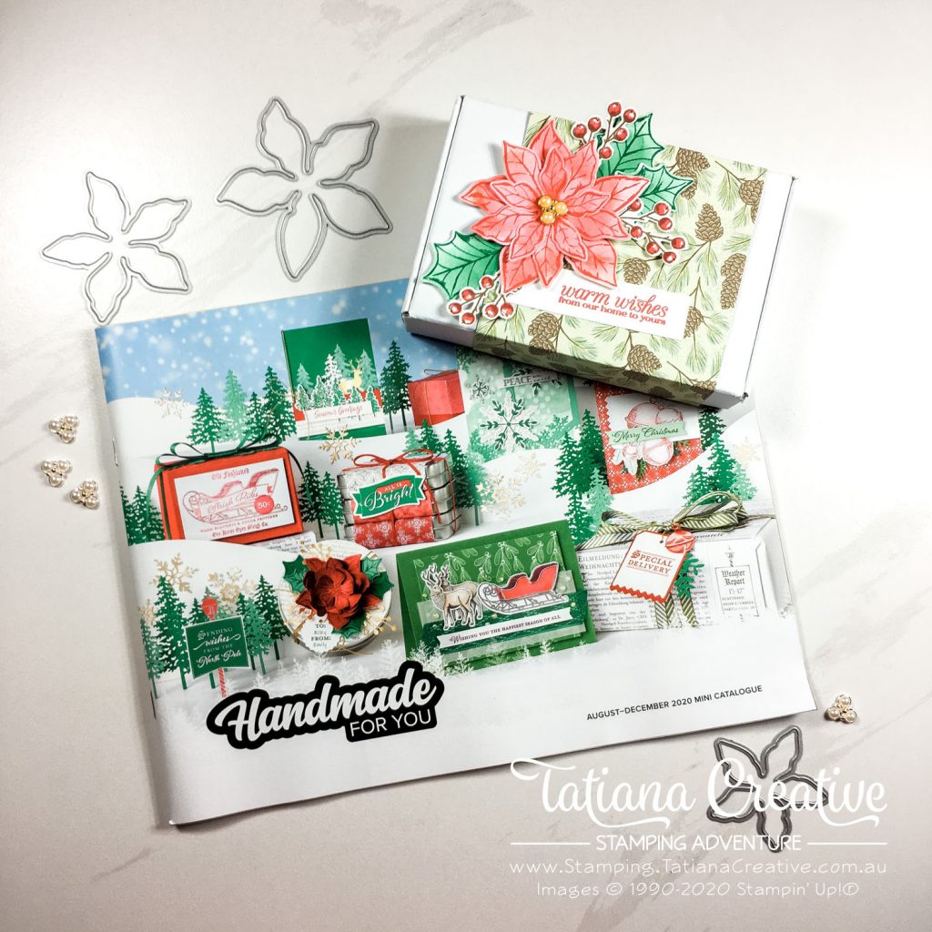 Tatiana Creative Stamping Adventure - Poinsettia Christmas Mini Paper Pumpkin Box using Poinsettia Place Suite from Stampin' Up!®