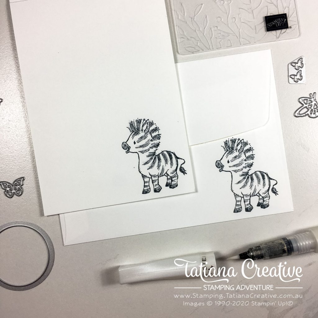 Tatiana Creative Stamping Adventure - Rainbow Glimmer Zany Zebra card using Zany Zebras stamp set and Rainbow Glimmer Paper from Stampin' Up!®