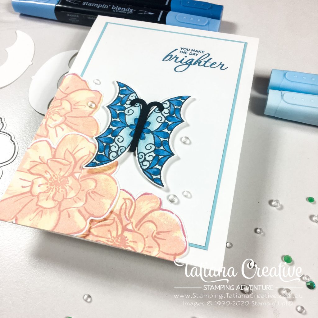 Tatiana Creative Stamping Adventure - Punch Art Butterfly card using Pretty Parasol and Umbrella Builder Punch both from Stampin' Up!®