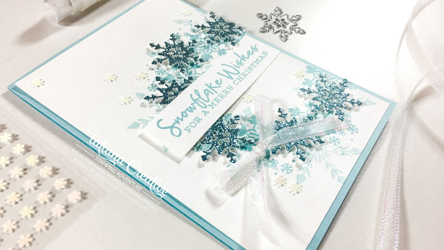 Snowflake Wishes Wreath Christmas Card