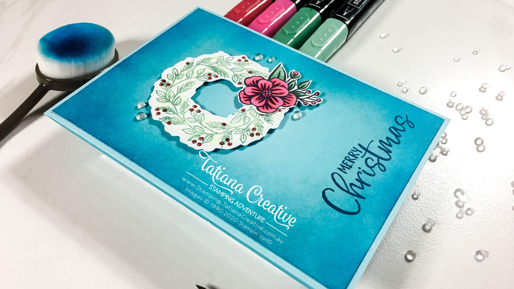 Blending Brushes Wreath Christmas Card