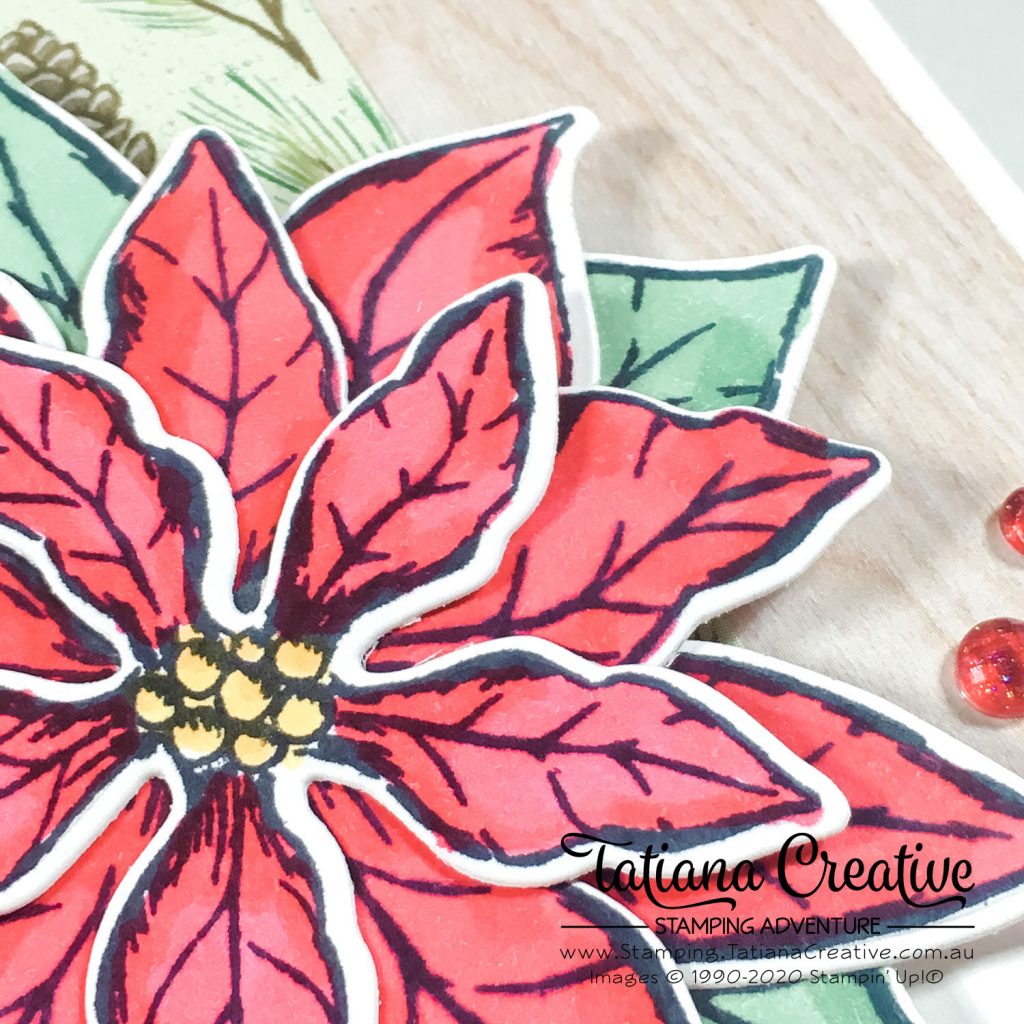 Tatiana Creative Stamping Adventure - Poinsettia Christmas card using Poinsettia Petals Bundle from Stampin' Up!®