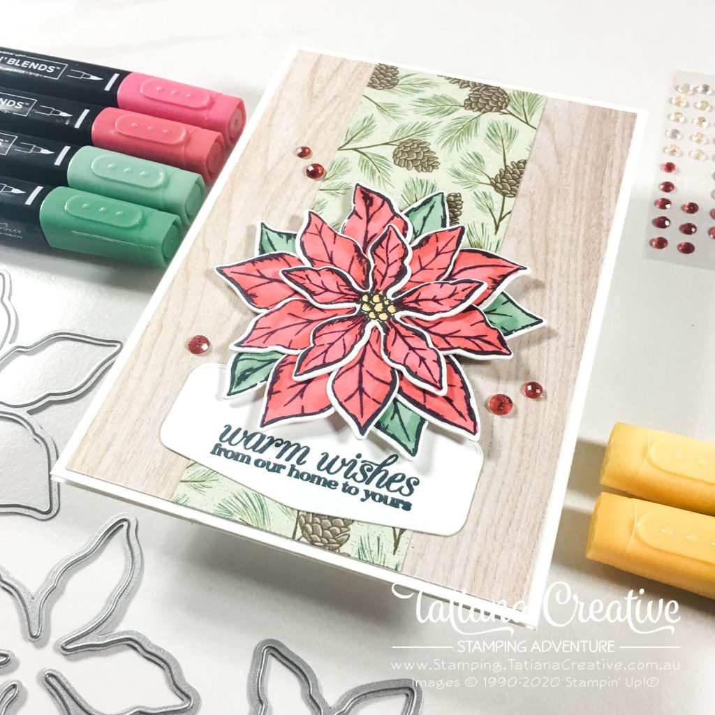 Tatiana Creative Stamping Adventure - Poinsettia Christmas card using Poinsettia Petals Bundle from Stampin' Up!®