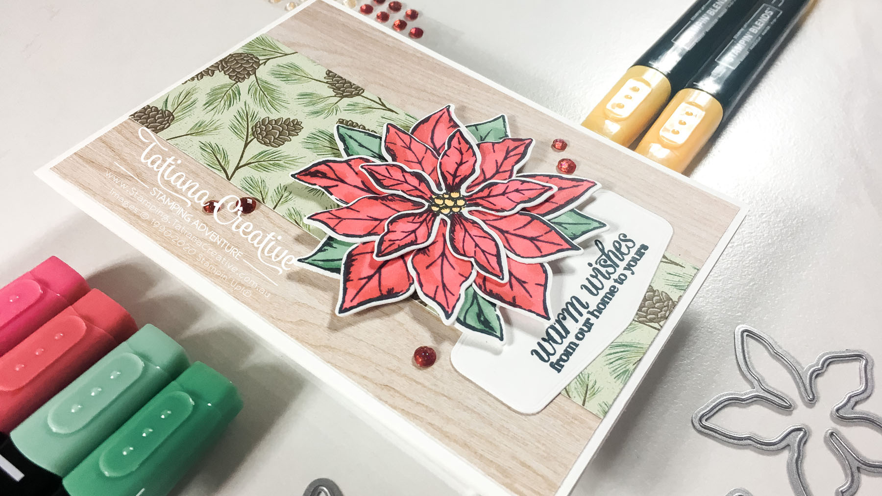 Poinsettia Petals Christmas Card