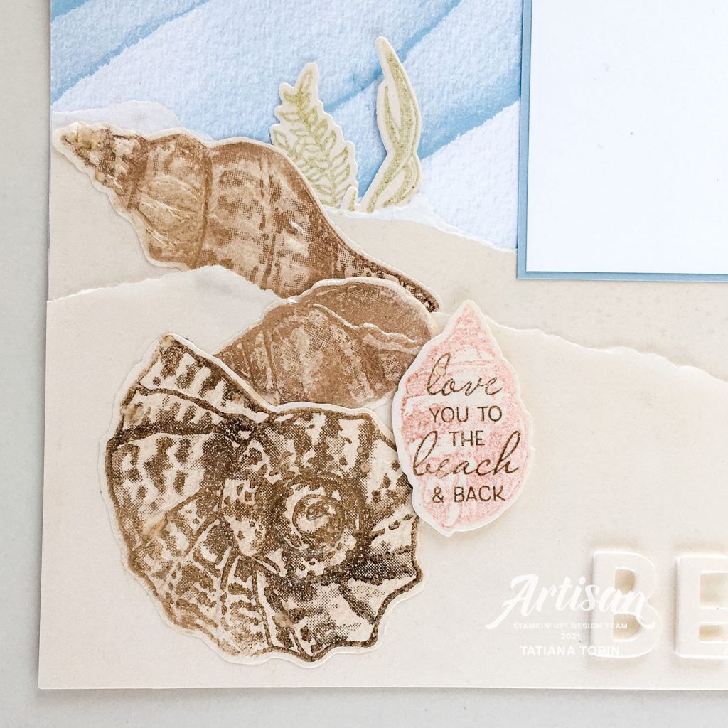 Tatiana Creative Stamping Adventure - Beach Time Scrapbook Layout using Sand & Sea DSP from Stampin' Up!®