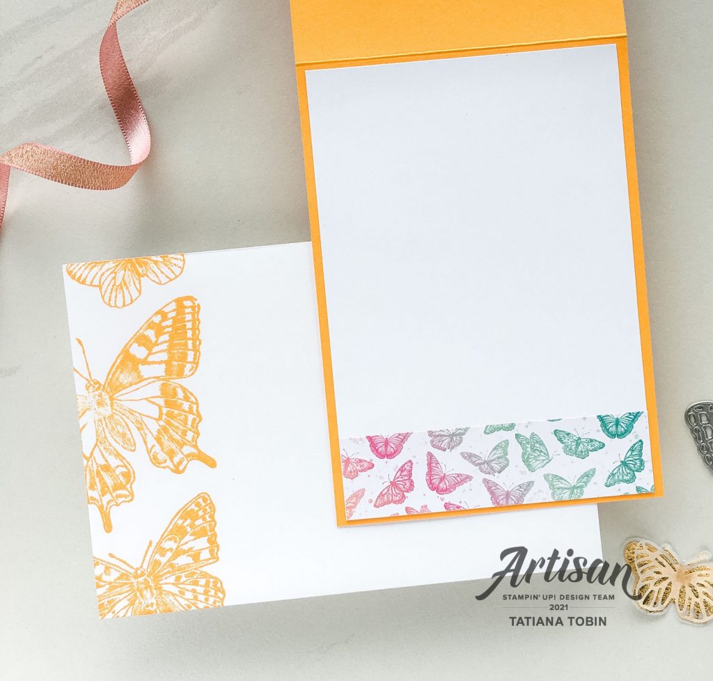 Tatiana Creative Stamping Adventure 2021 Artisan Design Team Member - Customer Appreciation card using Butterfly Brilliance Bundle and Butterfly Bijou DSP from Stampin' Up!®