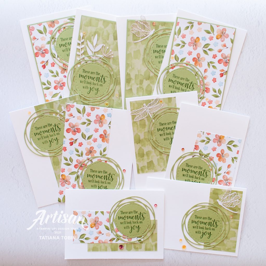 Tatiana Creative Stamping Adventure 2021 Artisan Design Team Member - One Sheet Wonder for the A4 carmaker featuring the Peaceful Moments stamp set and You're A Peach DSP both from Stampin' Up!®