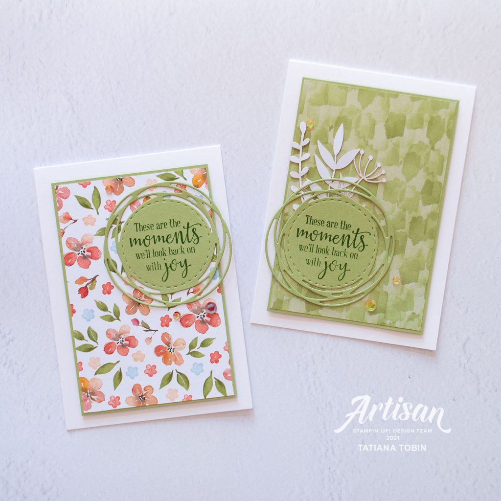 Tatiana Creative Stamping Adventure 2021 Artisan Design Team Member - One Sheet Wonder for the A4 carmaker featuring the Peaceful Moments stamp set and You're A Peach DSP both from Stampin' Up!®