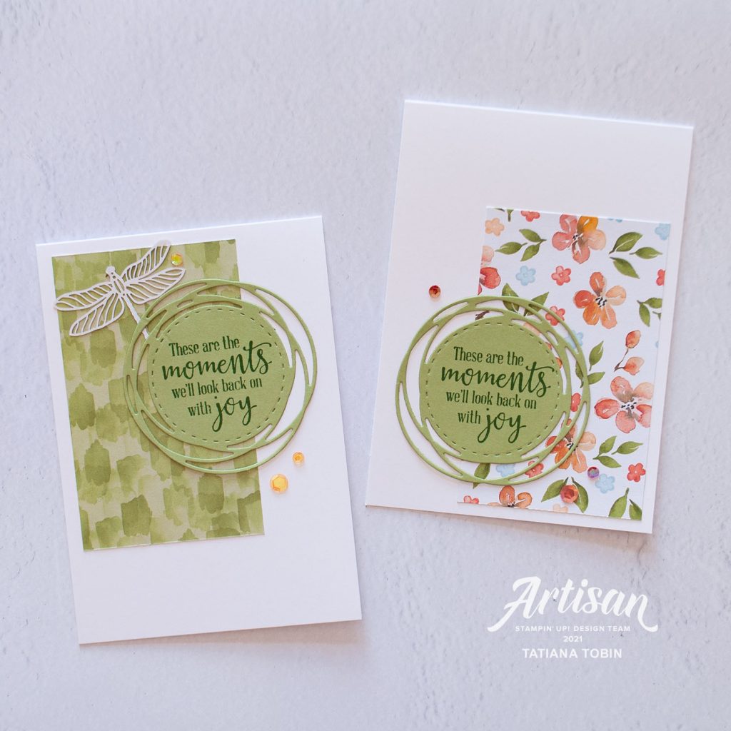 Tatiana Creative Stamping Adventure 2021 Artisan Design Team Member - One Sheet Wonder for the A4 carmaker featuring the Peaceful Moments stamp set and You're A Peach DSP both from Stampin' Up!®