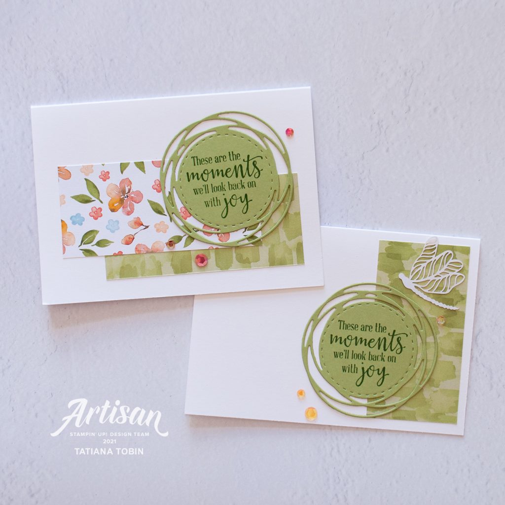 Tatiana Creative Stamping Adventure 2021 Artisan Design Team Member - One Sheet Wonder for the A4 carmaker featuring the Peaceful Moments stamp set and You're A Peach DSP both from Stampin' Up!®