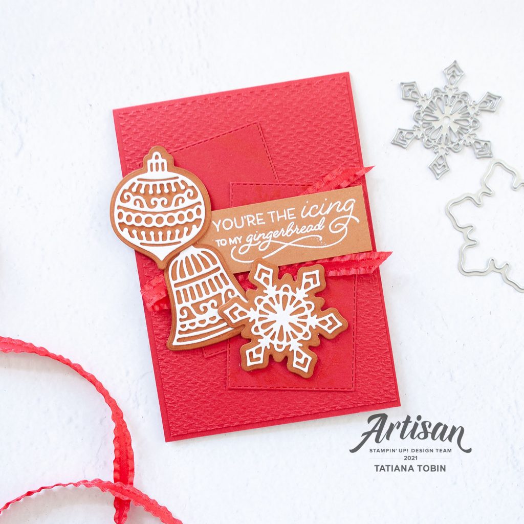 Tatiana Creative Stamping Adventure 2021 Artisan Design Team Member - Christmas Card featuring the Gingerbread & Peppermint Suite from Stampin' Up!®